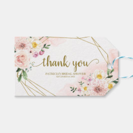 Etiqueta Para Presente Obrigado - Favor Geométrico Floral Rosa Dourado