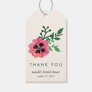 Etiqueta Para Presente Obrigado floral cor-de-rosa do chá de panela voc