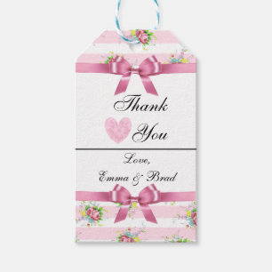 Etiqueta Para Presente Obrigado floral cor-de-rosa do vintage você Tag d