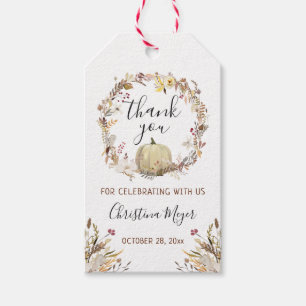 Etiqueta Para Presente Obrigado floral da abóbora do outono elegante voc