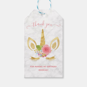 Etiqueta Para Presente Obrigado floral elegante do unicórnio do brilho d