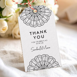 Etiqueta Para Presente Obrigado floral preto e branco minimalista