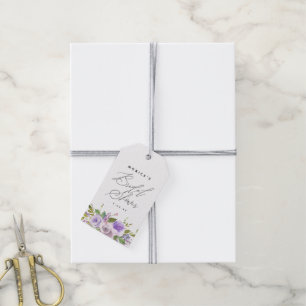 Etiqueta Para Presente Obrigado floral roxo elegante você chá de panela