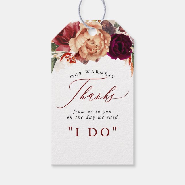 Etiqueta Para Presente Obrigado Flores Outonais Botânico Rústico (Frente)