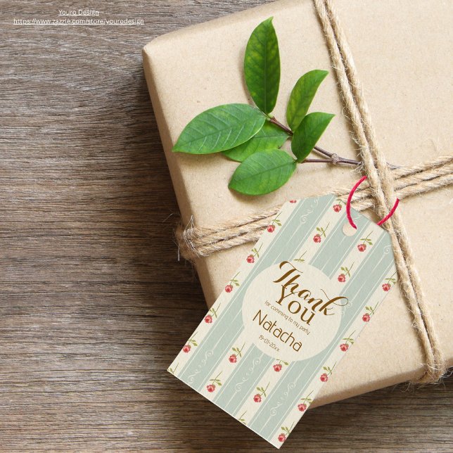 Etiqueta Para Presente Obrigado Florestal Chique azul giro (Criador carregado)