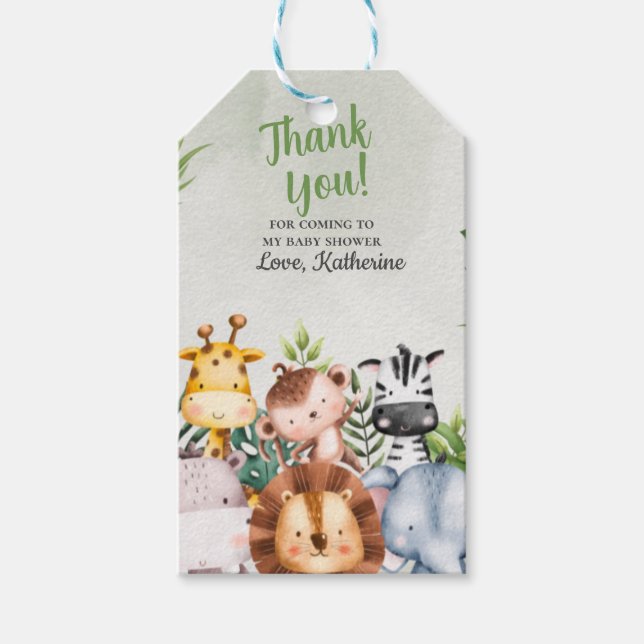 Etiqueta Para Presente Obrigado Jungle Safari Animal Baby Shower (Frente)