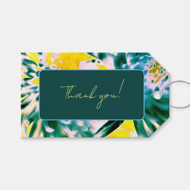 Etiqueta Para Presente "Obrigado" Lindas Flores - Etiqueta de Presente (Frente (horizontal))