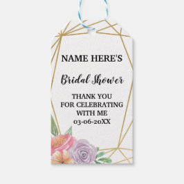 Etiqueta Para Presente Obrigado Marque Floral Favor Dourado Chá de panela