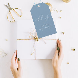 Etiqueta Para Presente Obrigado Na moda Algo Chá de panela Azul