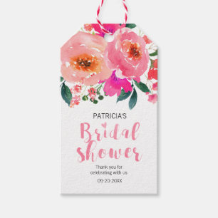 Etiqueta Para Presente Obrigado pelo Chá de Noiva Rosa Floral Aquarela