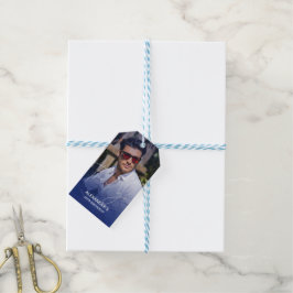 Etiqueta Para Presente Obrigado pelo Gradiente Chic Navy de Aniversário
