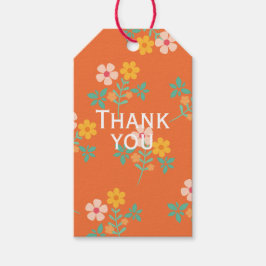 Etiqueta Para Presente Obrigado pelo padrão de buquê de margaridas laranj
