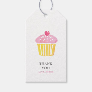 Etiqueta Para Presente Obrigado personalizado do cupcake da aguarela voc