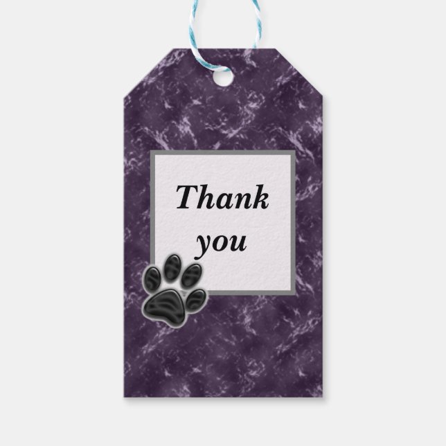Etiqueta Para Presente Obrigado Pet Sitter Rich Purple Marbled (Frente)