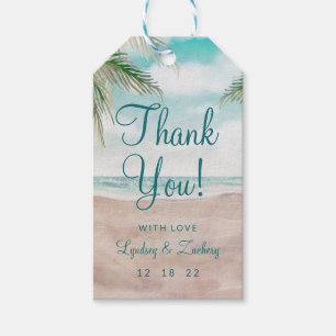 Etiqueta Para Presente Obrigado pintado brisa do casamento de praia da