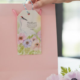 Etiqueta Para Presente Obrigado por Espalhar Flores de Anêmona com Grou-T