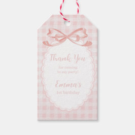 Etiqueta Para Presente Obrigado por Vir ao Aniversário de 1 Ano Gingham R