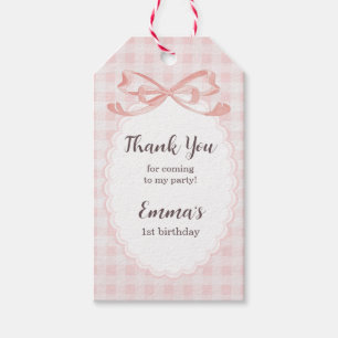 Etiqueta Para Presente Obrigado por Vir ao Aniversário de 1 Ano Gingham R
