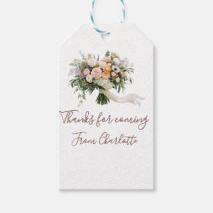 Etiqueta Para Presente obrigado por vir bouquet floral verde azul nome mo