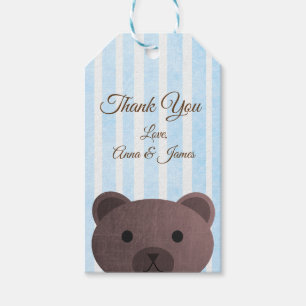 Etiqueta Para Presente Obrigado que listrado azul do urso de ursinho voc