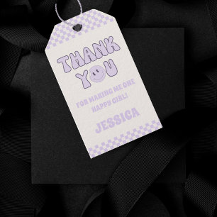 Etiqueta Para Presente Obrigado Retro Groovy Favor de Aniversário de 1 An