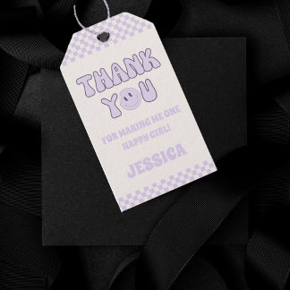 Etiqueta Para Presente Obrigado Retro Groovy Favor de Aniversário de 1 An