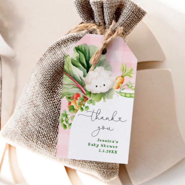 Etiqueta Para Presente Obrigado rosa chá de fraldas cultivado localmente  (Criador carregado)