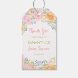 Etiqueta Para Presente Obrigado Rosas Rosa Chá de fraldas Floral De Aquar