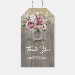Etiqueta Para Presente Obrigado rústico floral do país do rosa empoeira