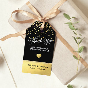 Etiqueta Para Presente OBRIGADO SEU Casamento de Coração de Folha de Ouro