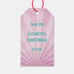 Etiqueta Para Presente Obrigado Sunrays cor-de-rosa com uma textura gasto