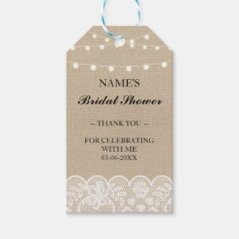Etiqueta Para Presente Obrigado Tag Favor Burlap Lace Chá de panela