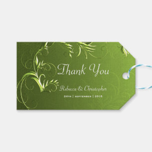 Etiqueta Para Presente Obrigado verde elegante do casamento você