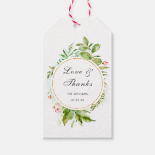 Etiqueta Para Presente Obrigado verde floral da folha da aguarela você