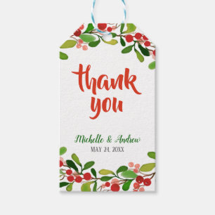Etiqueta Para Presente Obrigado Wedding do Natal da baga das folhas do