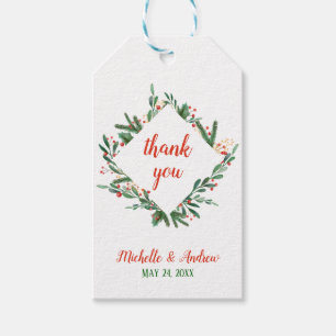 Etiqueta Para Presente Obrigado Wedding do Natal da baga das folhas do