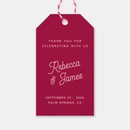 Etiqueta Para Presente Obrigados De Casamento Da Fúchsia, Rosa Quente, De