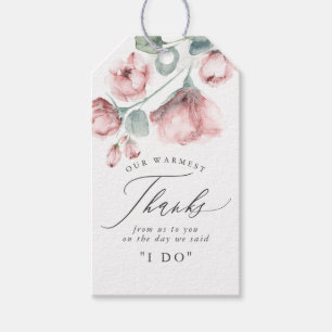 Etiqueta Para Presente Obrigados de Casamento Elegante Floral Dusty Pink