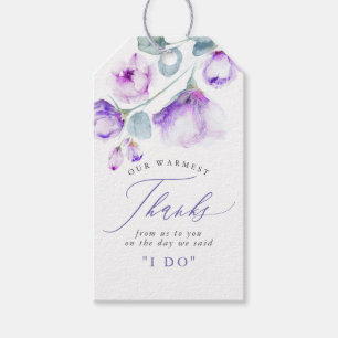 Etiqueta Para Presente Obrigados de Casamento Elegante Floral Dusty Purpl