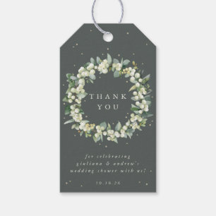 Etiqueta Para Presente Obrigados de Chá de casamento Verde Snowberry+Euca
