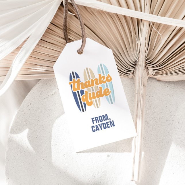 Etiqueta Para Presente Obrigados de surfboard, cara, presilha. (Criador carregado)