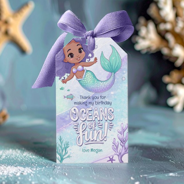 Etiqueta Para Presente Oceans of Fun Mermaid Obrigado V2 ID1142 (Criador carregado)