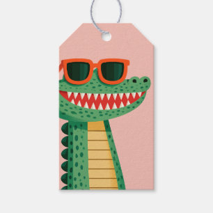 Etiqueta Para Presente Óculos de sol de crocodilo engraçados, animal de d