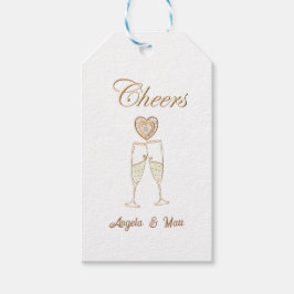 Etiqueta Para Presente Óculos e Corações de Champanhe Personalizados