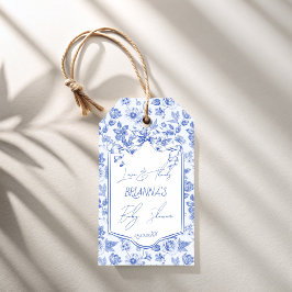 Etiqueta Para Presente Oh baby azul toile de jouy esboço baby shower