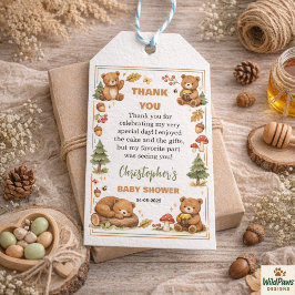 Etiqueta Para Presente Oh Boy Watercolor Woodland Bear Baby Shower