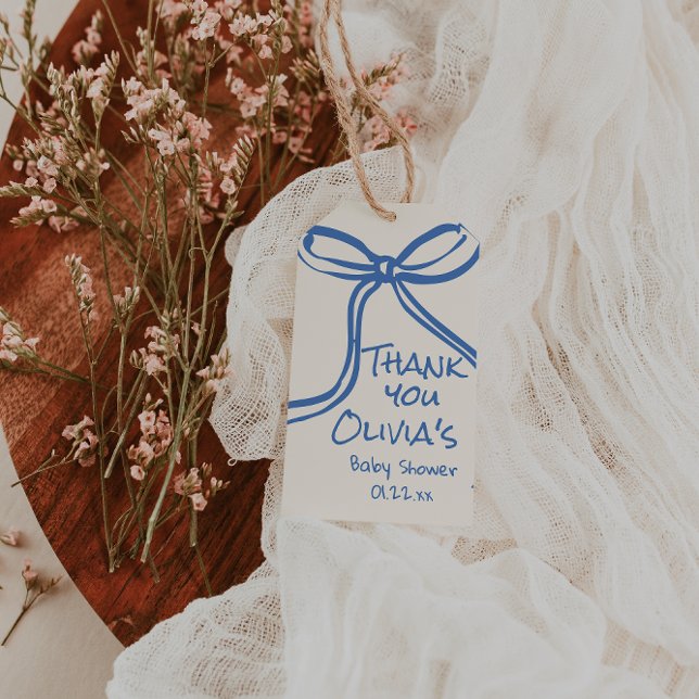 Etiqueta Para Presente Oh Menino Azul Mão Escrita Arco Desenhado (Criador carregado)