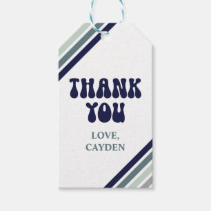 Etiqueta Para Presente Olá, 5 Retro Stripes, aniversário