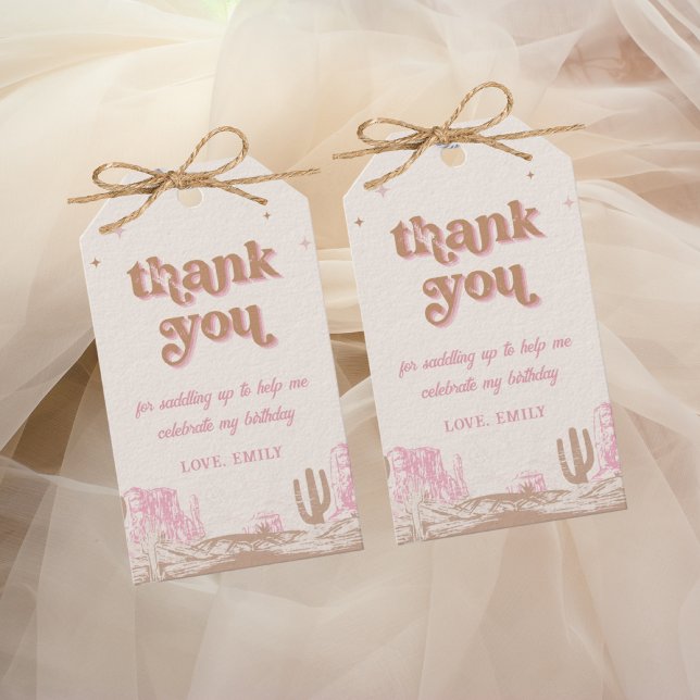 Etiqueta Para Presente Olá! Aniversário da Garota Rosa Ocidental (Criador carregado)