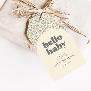 Etiqueta Para Presente Olá Bebê Retro Boho Daisy Favor Personalizado